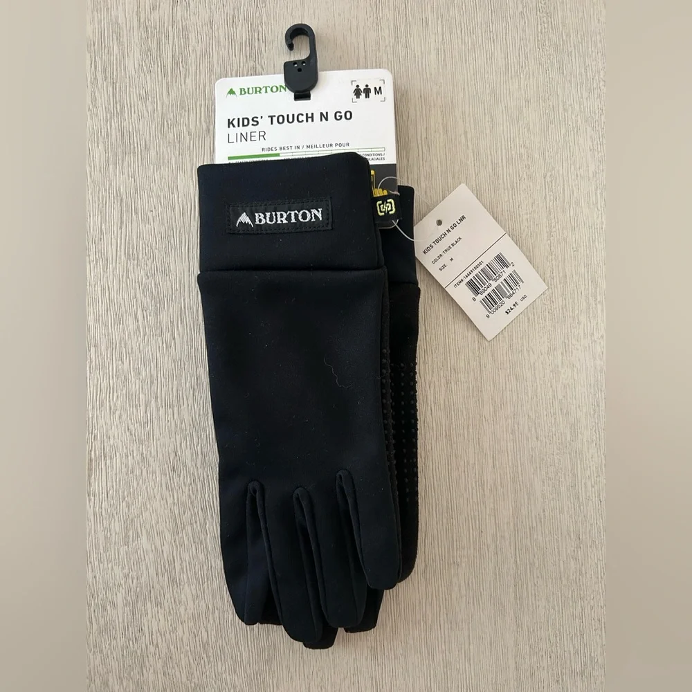 🖤 NWT Burton Kids Touch and Go Liner Gloves in Black
